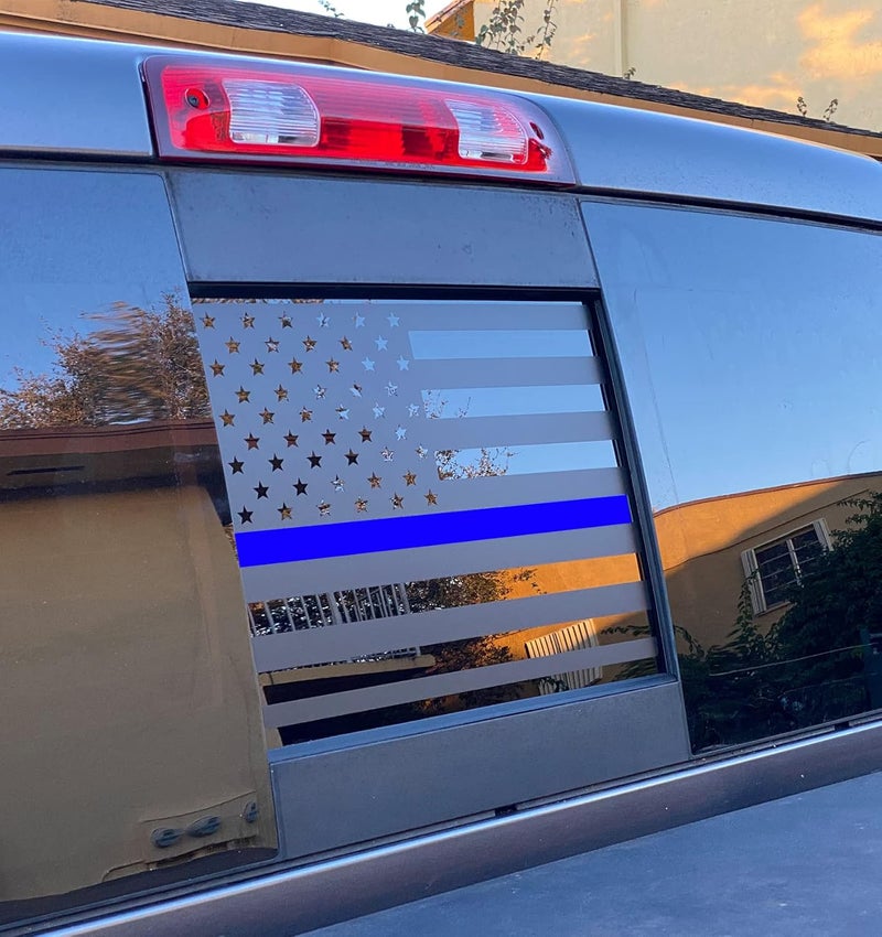 xinghe for Dodge Ram 2009 to 2024, American Flag Decals Stickers for Truck Back Middle Window, Matte Black USA Flag Decal - Image 1